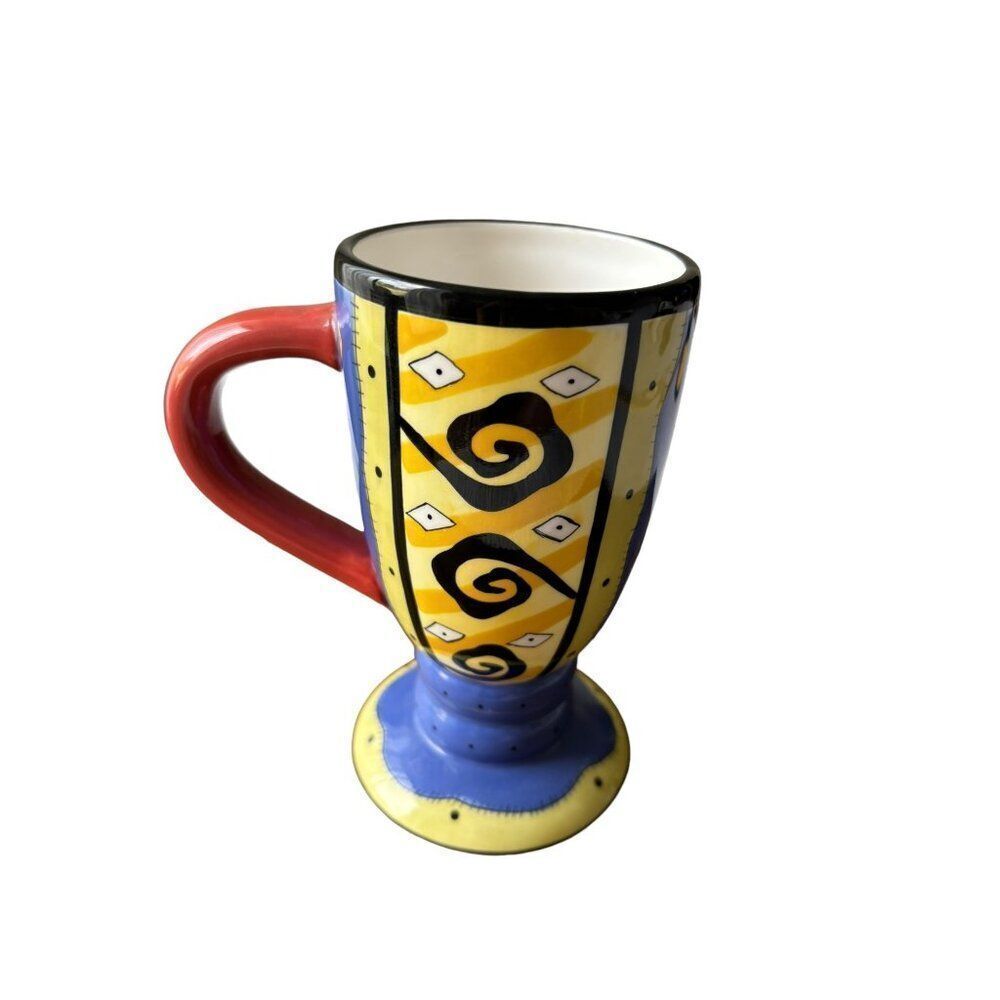 Bella Casa By Ganz Hand-Painted Ceramic Mug With Colorful Abstract Design